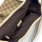 Pre-Owned Abby tote bag Shoulder bag beige Leather Canvas Silver 130736 GUCCI