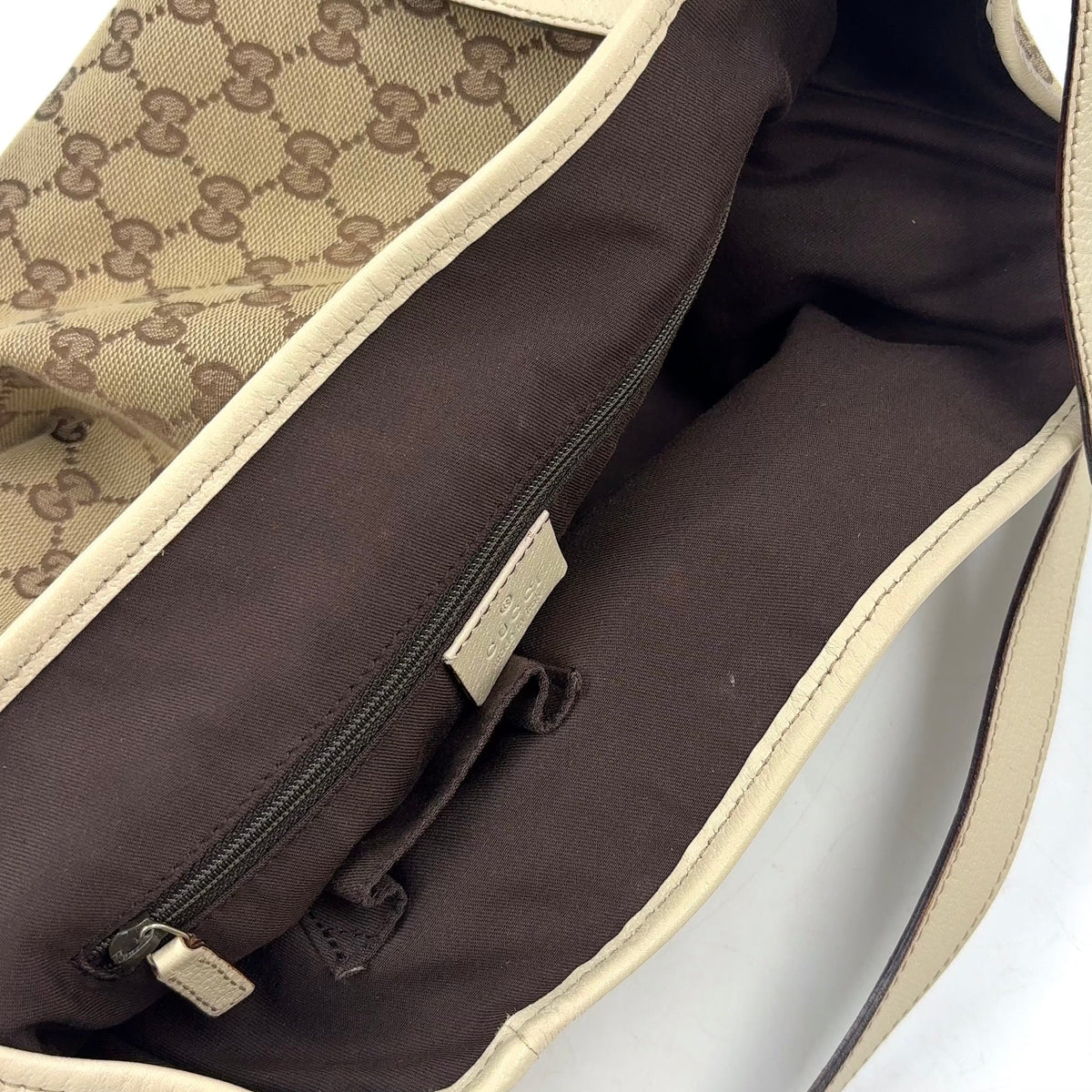 Pre-Owned Abby tote bag Shoulder bag beige Leather Canvas Silver 130736 GUCCI