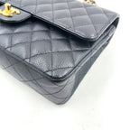 Pre-Owned Matelassé 25 Double-flap chain shoulder bag Serial number starting with 11 W chain shoulder bag black Grained Calfskin Gold A01112 CHANEL