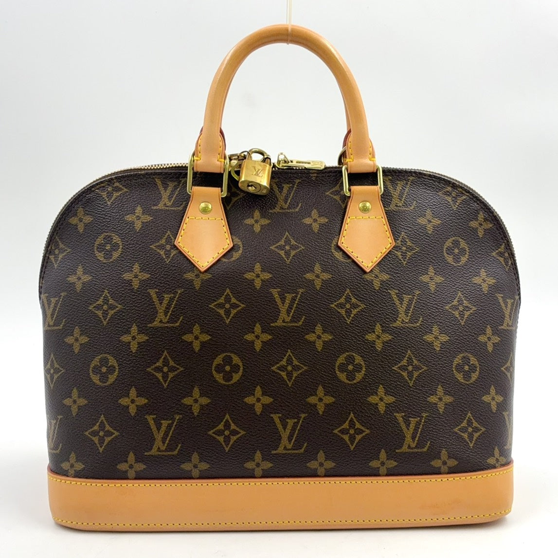 Pre-Owned Alma PM monogram Handbag Brown Leather PVC Gold M51130 LOUIS VUITTON