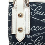 Pre-Owned flat Shoulder bag Navy white Leather Canvas Gold GUCCI