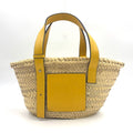 Pre-Owned basket bag Small Handbag yellow beige Raffia Calfskin Silver LOEWE