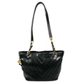 Pre-Owned V-stitch chain Shoulder bag black Grained Calfskin Gold CHANEL