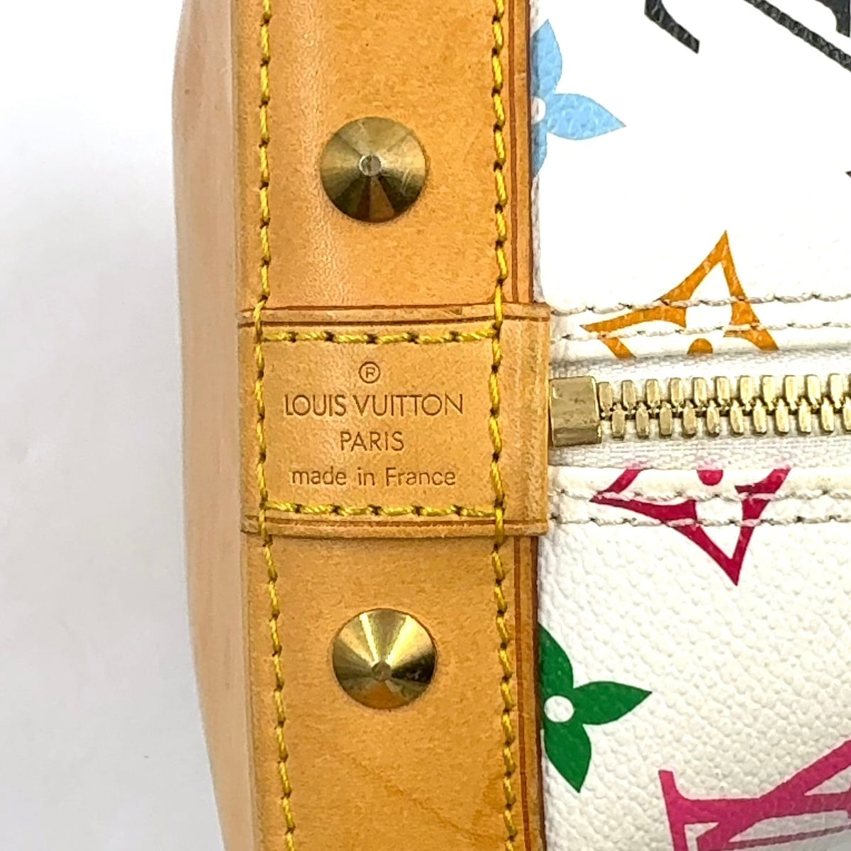 Pre-Owned Alma monogram multicolor Bron Handbag white Leather PVC Gold M92647 LOUIS VUITTON