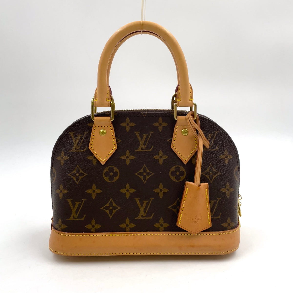 Pre-Owned Alma BB monogram RFID-enabled Handbag Brown light brown Leather PVC Gold M53152  LOUIS VUITTON