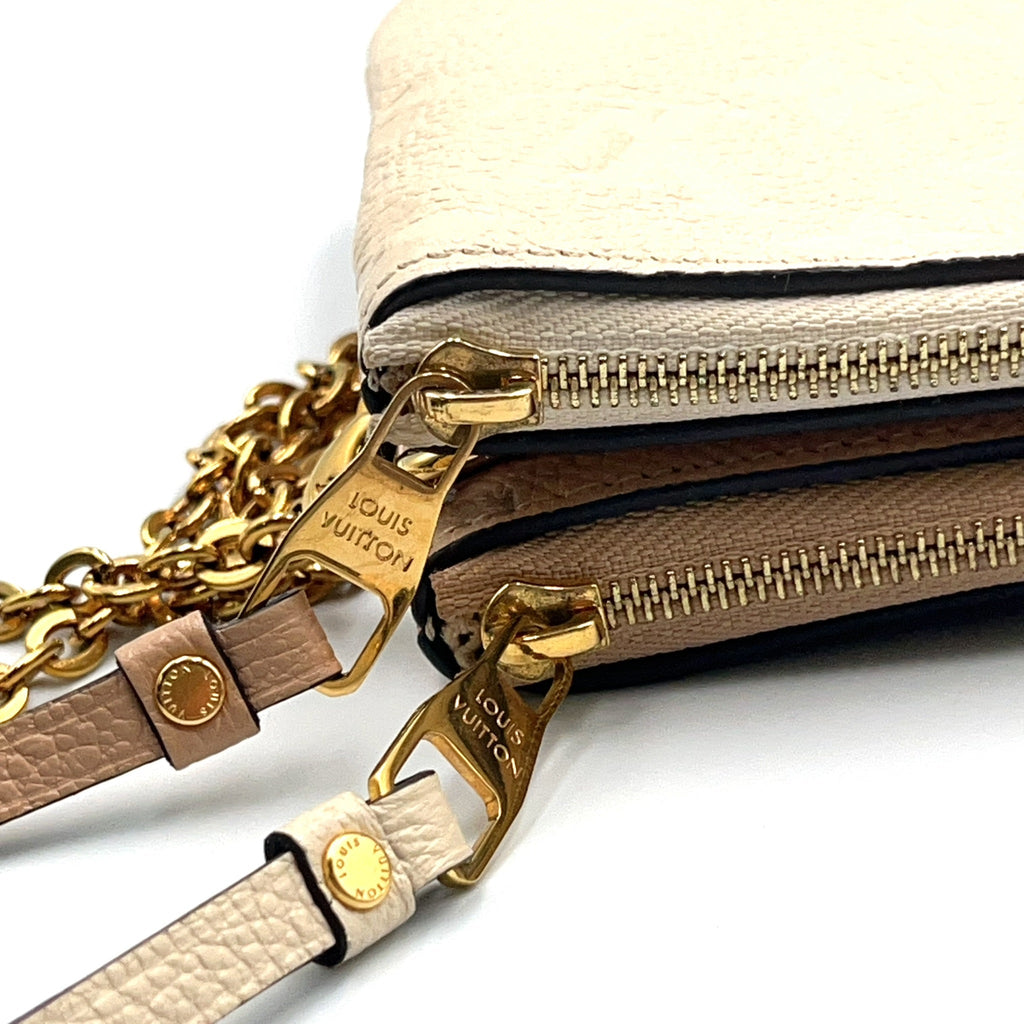 Pre-Owned Pochette Double zip monogram Amplant Shoulder bag off white pink beige Leather Gold M63919 LOUIS VUITTON