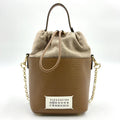 Pre-Owned 5AC Mini bucket bag Shoulder bag Brown Leather Canvas Gold S56WG0164 P4348 T2281 Maison Margiela