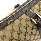 Pre-Owned Abby Handbag Dark brown beige Leather Canvas Gold 130942 GUCCI