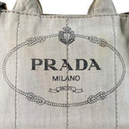 Pre-Owned CANAPA Kanapa tote bag white Denim Gold 1BG642 PRADA