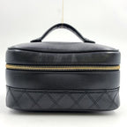 Pre-Owned Bicolore vanity bag Unknown serial number Handbag black Leather Gold A01618 CHANEL