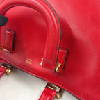 Pre-Owned FF Tote Shoulder bag Handbag Red Leather Gold FENDI
