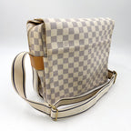 Pre-Owned Naviglio Damier Azur Shoulder bag beige white Leather PVC Gold N51189 LOUIS VUITTON
