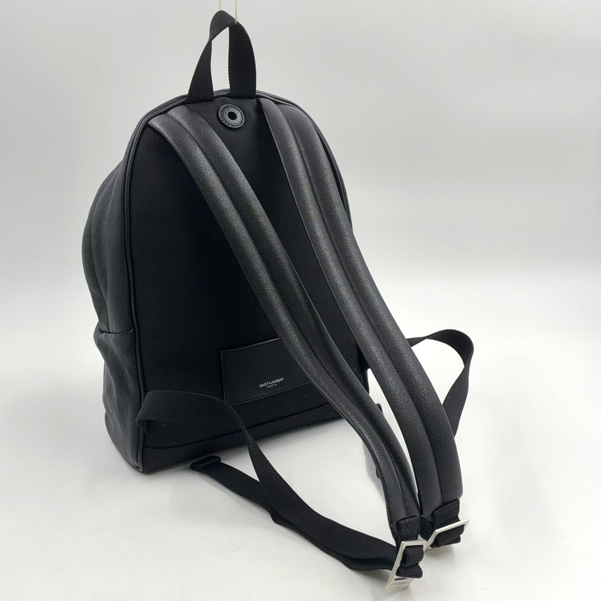 Pre-Owned city Leather Backpack black Leather Silver SAINT LAURENT PARIS