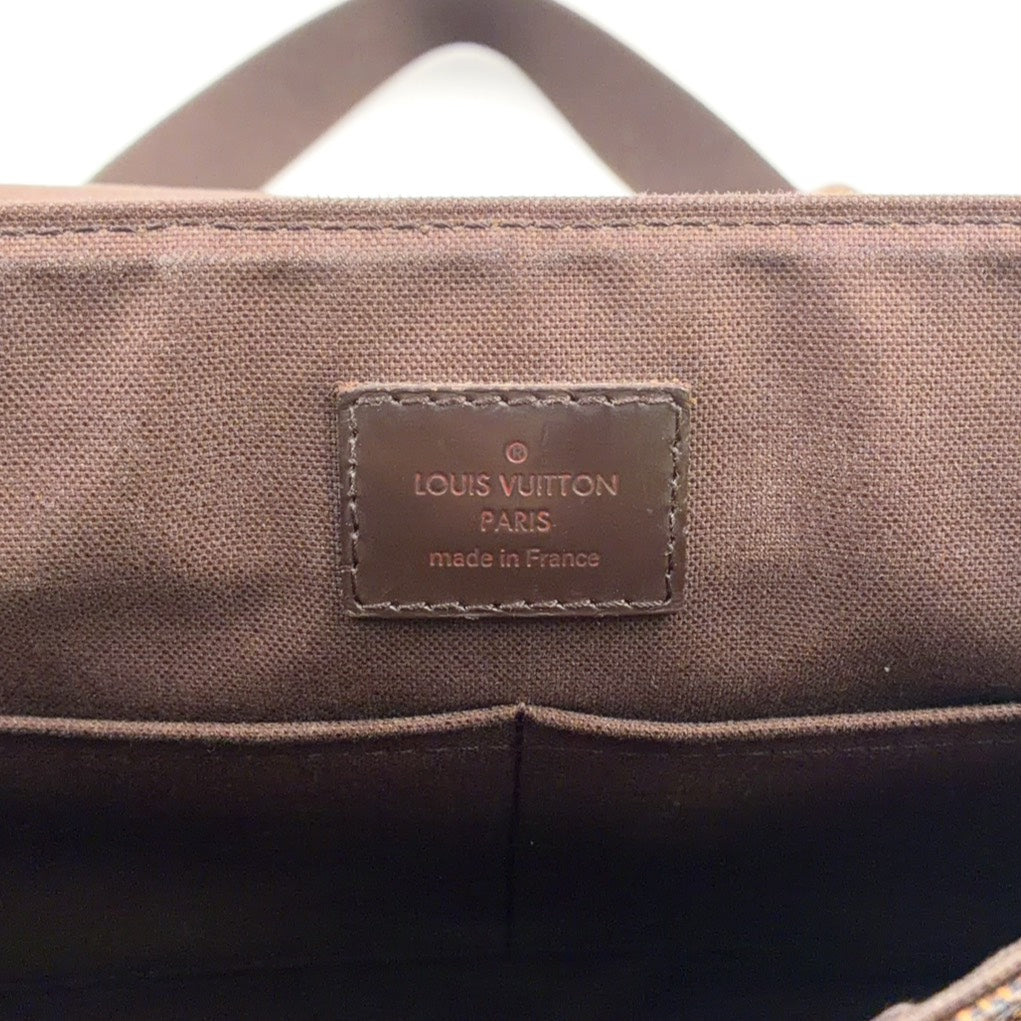 Pre-Owned District PM Damier  ebene Shoulder bag Brown Leather PVC Gold N41213 LOUIS VUITTON