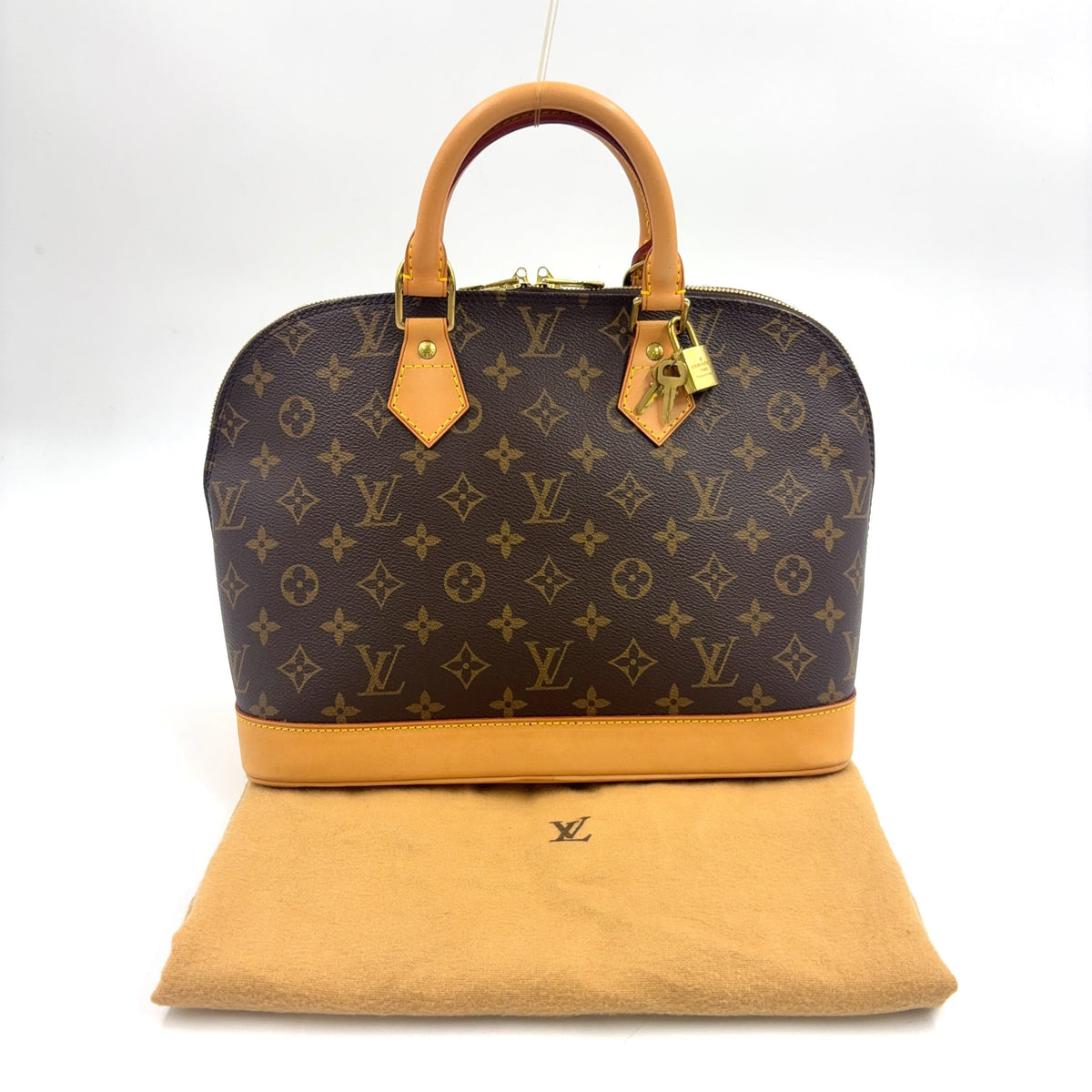 Pre-Owned Alma PM monogram Handbag Brown light brown Leather PVC Gold M51130  LOUIS VUITTON