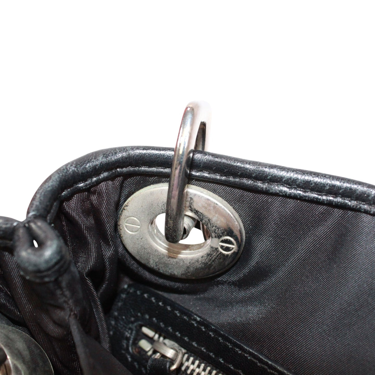 Pre-Owned Canage charming rock Handbag black Nylon Silver Christian Dior