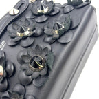 Pre-Owned by the way Flowerland 2WAY Handbag black Calfskin Silver FENDI