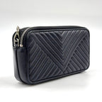 Pre-Owned diagram NAPPA IMPUNTURE chain shoulder bag black Leather Silver 1DH010 PRADA