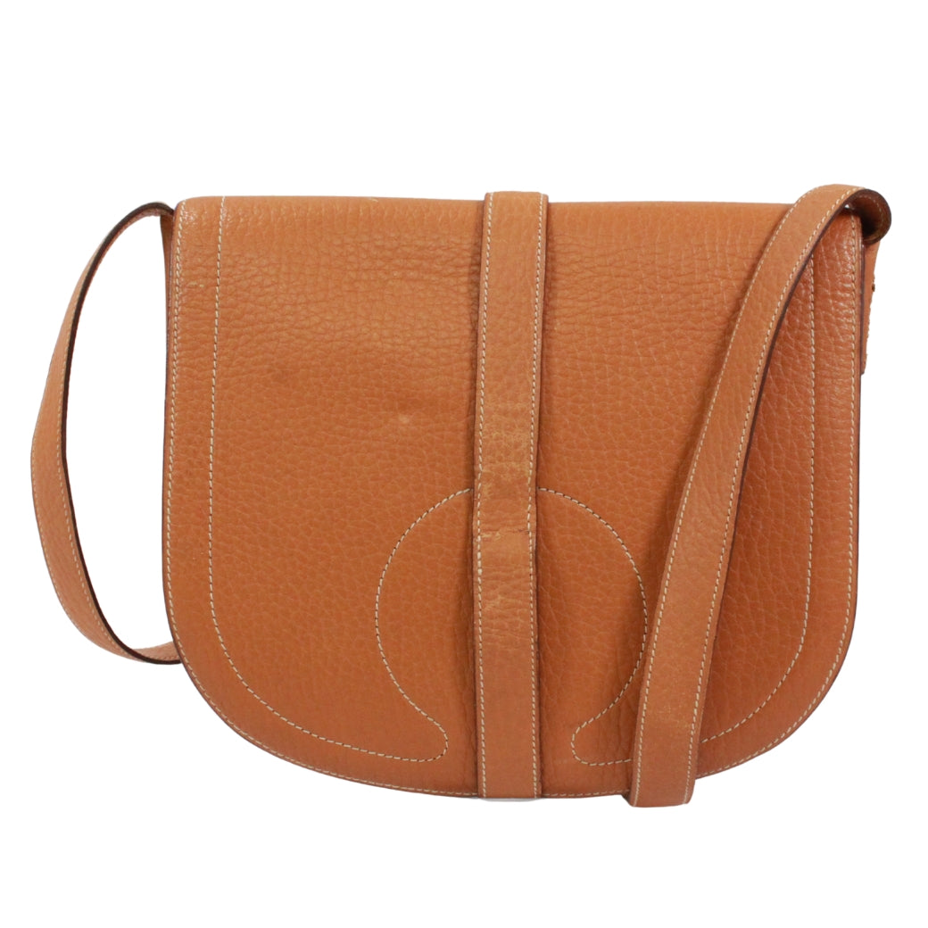 Pre-Owned Gallopard Shoulder bag Brown fjord leather Gold HERMES