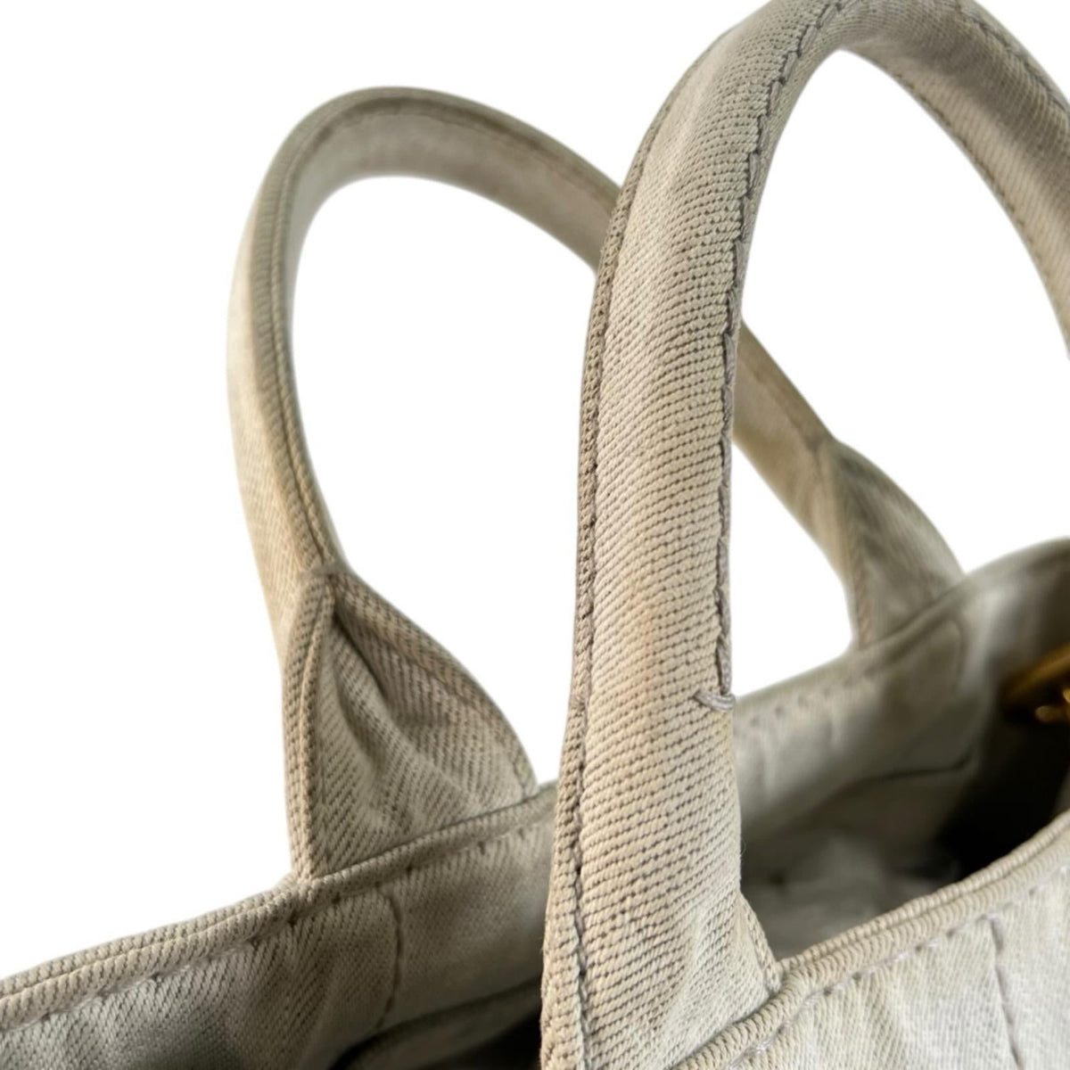 Pre-Owned CANAPA Kanapa tote bag white Denim Gold 1BG642 PRADA