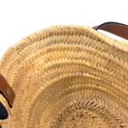 Pre-Owned anagram Bucket Handbag tote bag Brown beige Leather Raffia Silver LOEWE