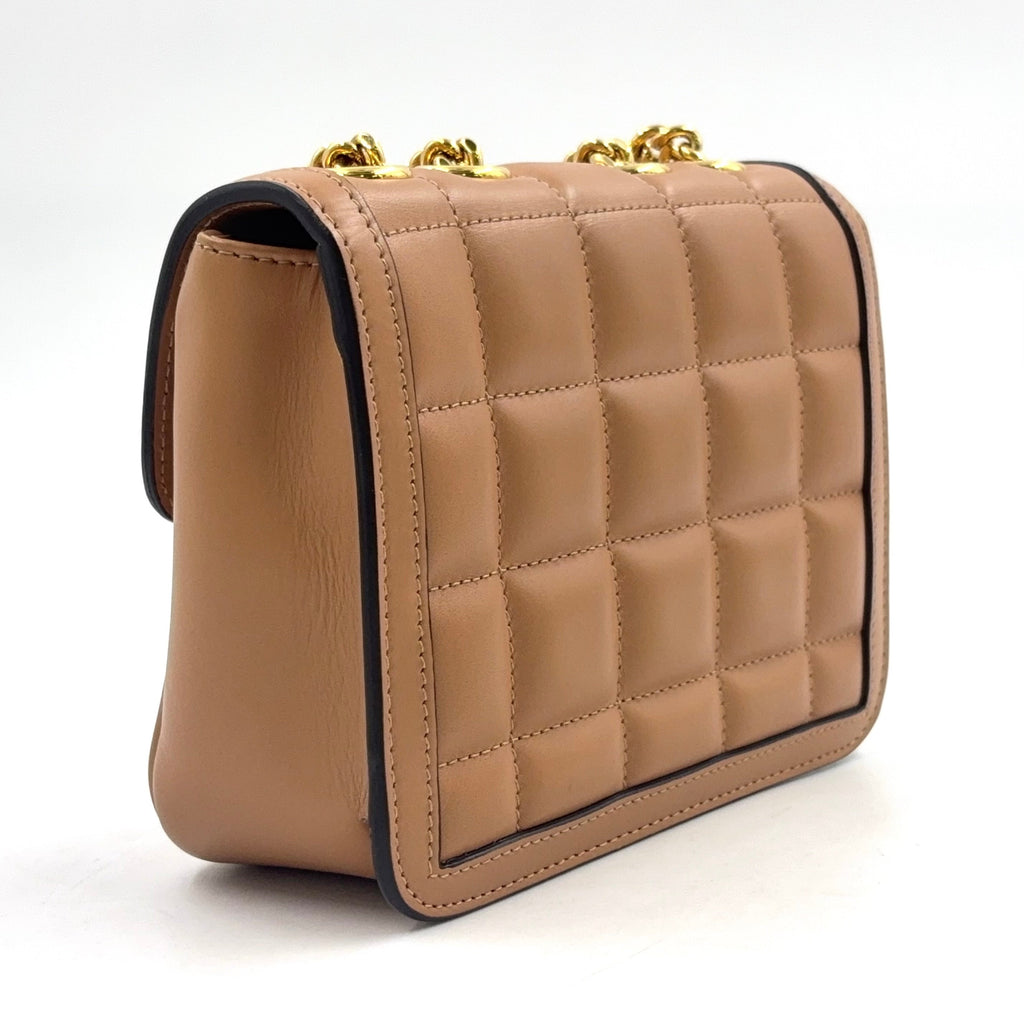 Pre-Owned Deco mini quilting chain Shoulder bag beige Leather Gold 741457 GUCCI