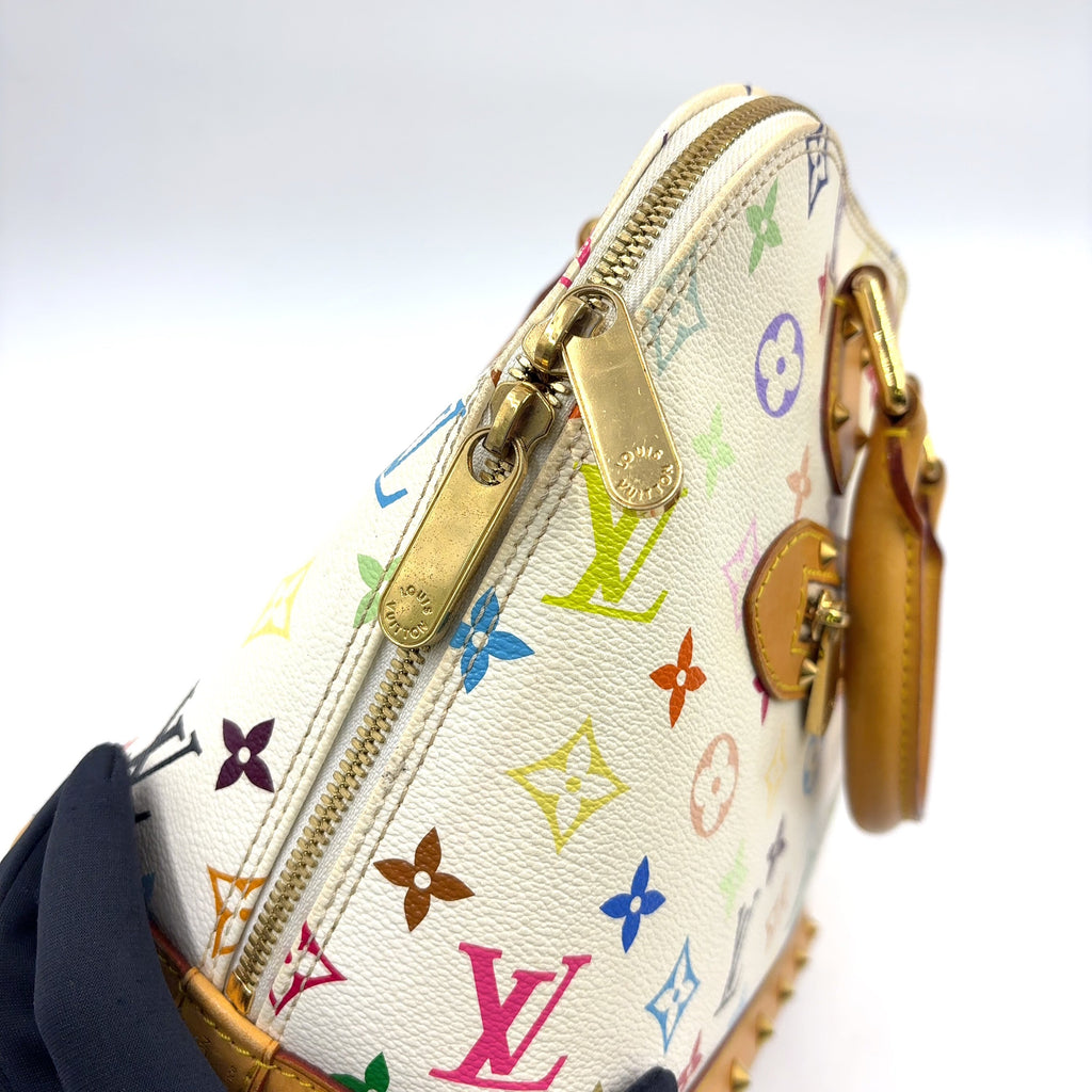 Pre-Owned Alma monogram multicolor Bron Handbag white Leather PVC Gold M92647 LOUIS VUITTON