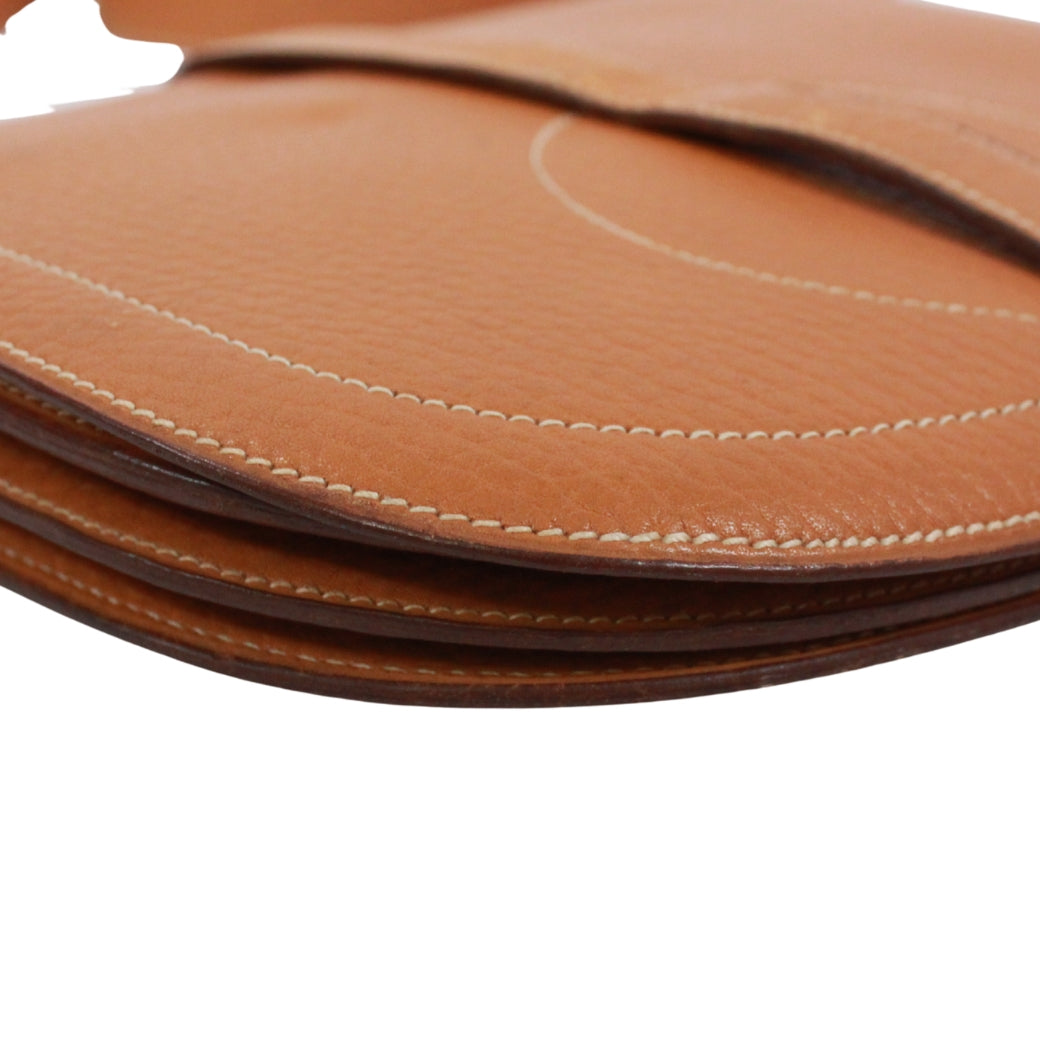 Pre-Owned Gallopard Shoulder bag Brown fjord leather Gold HERMES