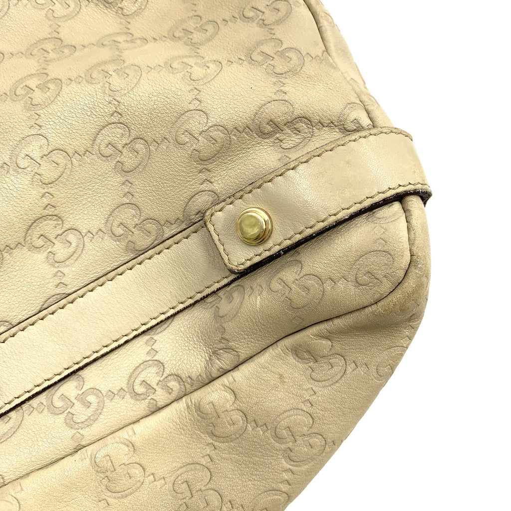 Pre-Owned Abby Handbag ivory Leather Gold 130736 GUCCI