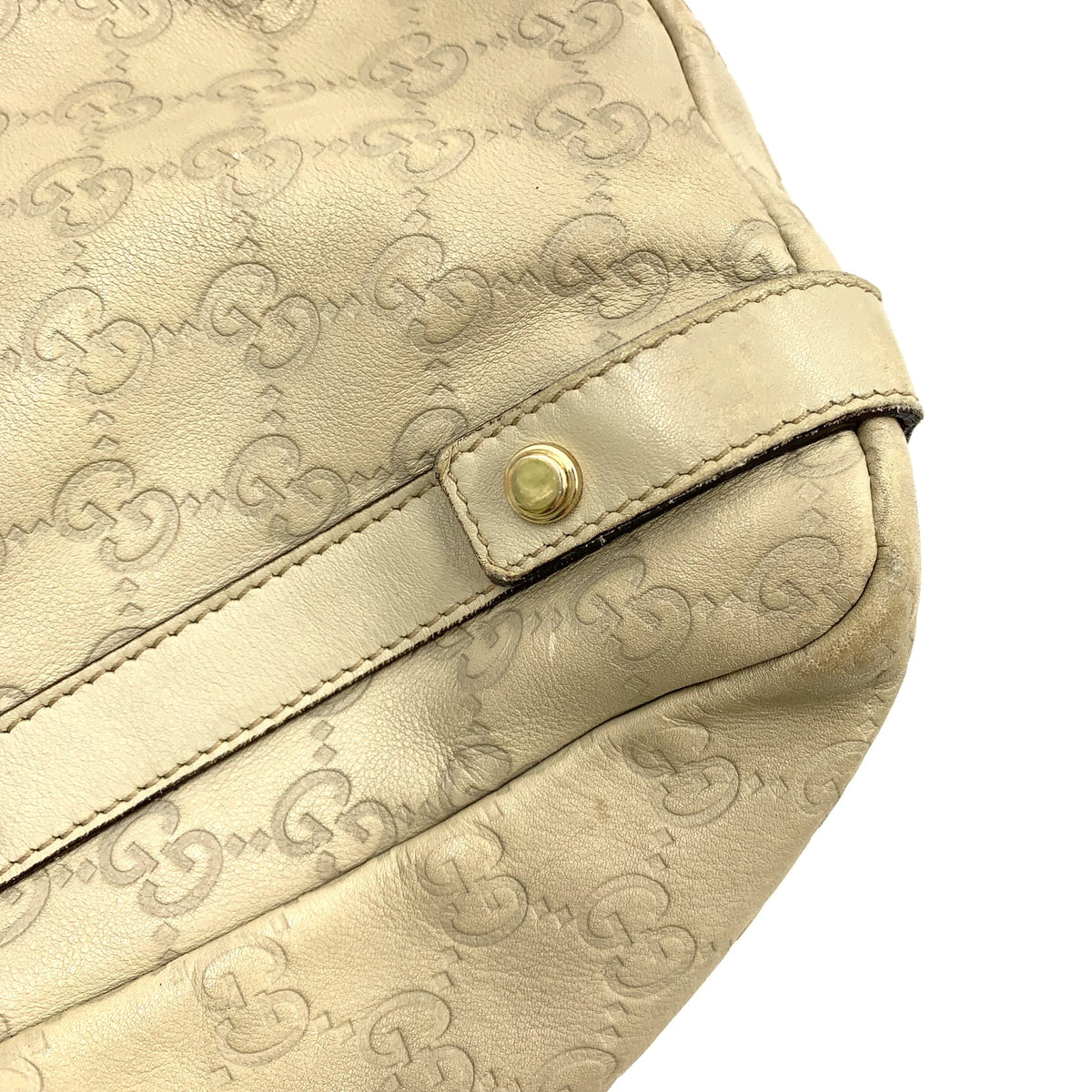 Pre-Owned Abby Handbag ivory Leather Gold 130736 GUCCI