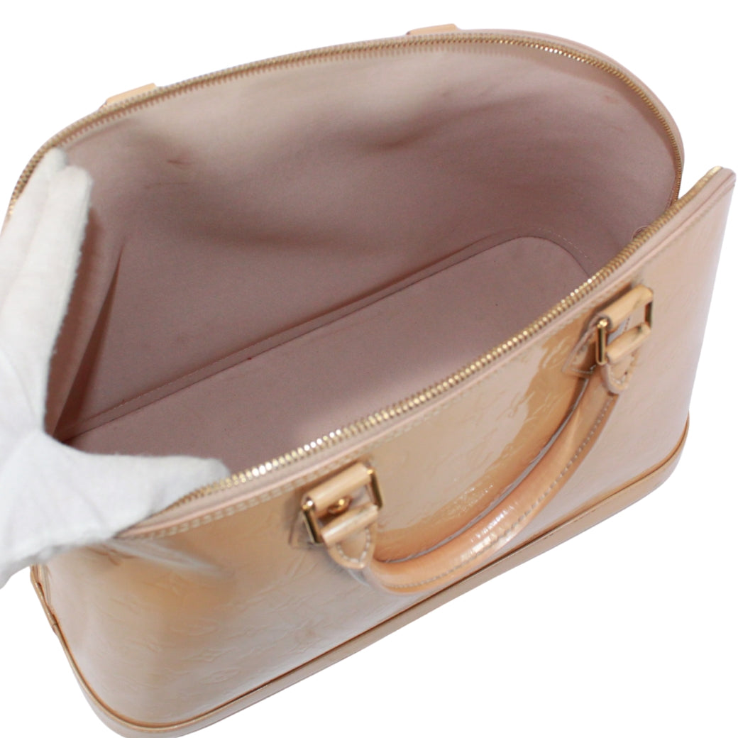 Pre-Owned Alma GM Handbag beige Patent leather Gold M91450 LOUIS VUITTON