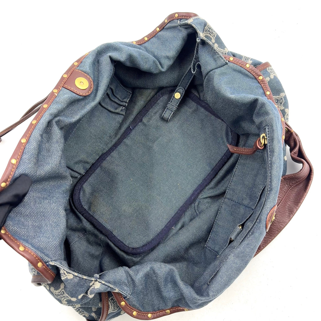 Pre-Owned bitter sweet Handbag Brown blue Leather Denim Gold CELINE
