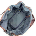 Pre-Owned bitter sweet Handbag Brown blue Leather Denim Gold CELINE