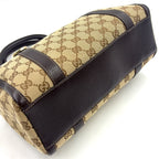 Pre-Owned Abby Handbag Dark brown beige Leather Canvas Gold 130942 GUCCI