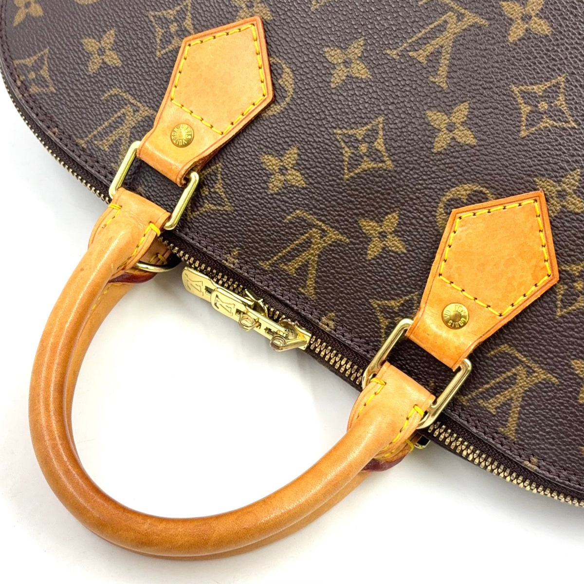 Pre-Owned Alma PM monogram Handbag Brown light brown Leather PVC Gold M51130 LOUIS VUITTON