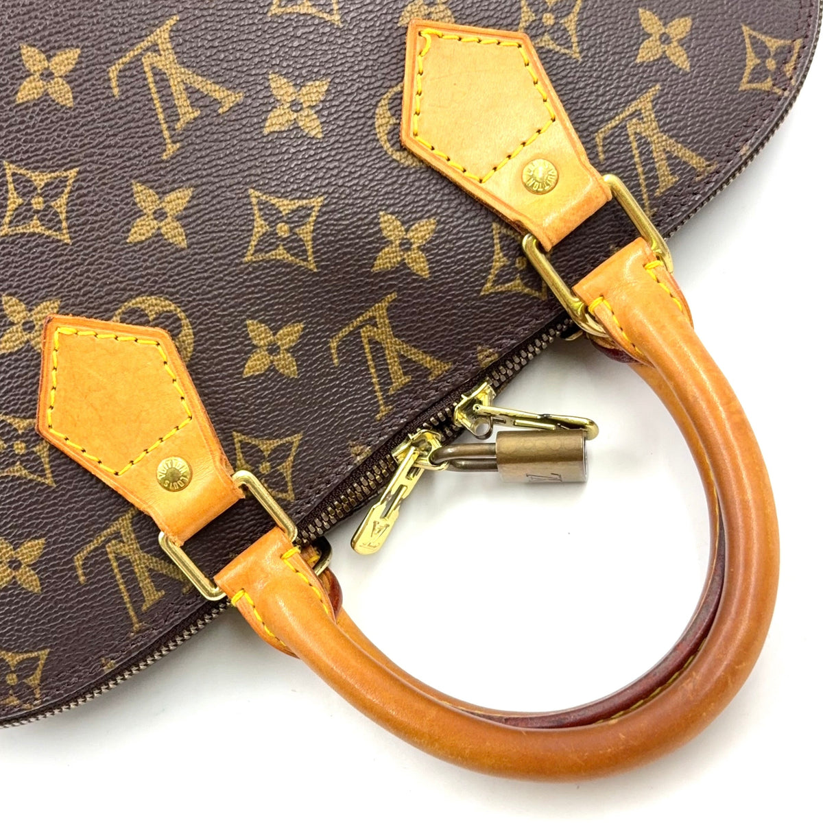 Pre-Owned Alma PM monogram Handbag Brown light brown Leather PVC Gold M51130 LOUIS VUITTON