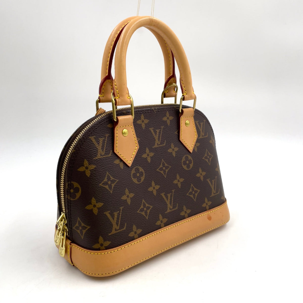 Pre-Owned Alma BB monogram RFID-enabled Handbag Brown light brown Leather PVC Gold M53152  LOUIS VUITTON