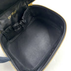 Pre-Owned Bicolore vanity bag Unknown serial number Handbag black Leather Gold A01618 CHANEL