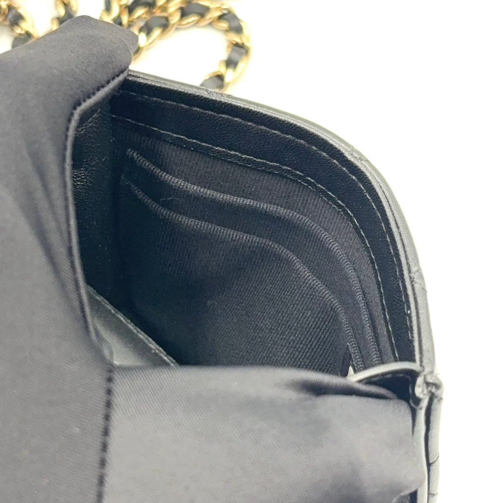 Pre-Owned matelasse top handle Serial number starting with 31 chain shoulder bag black lambskin Gold AP2682 CHANEL