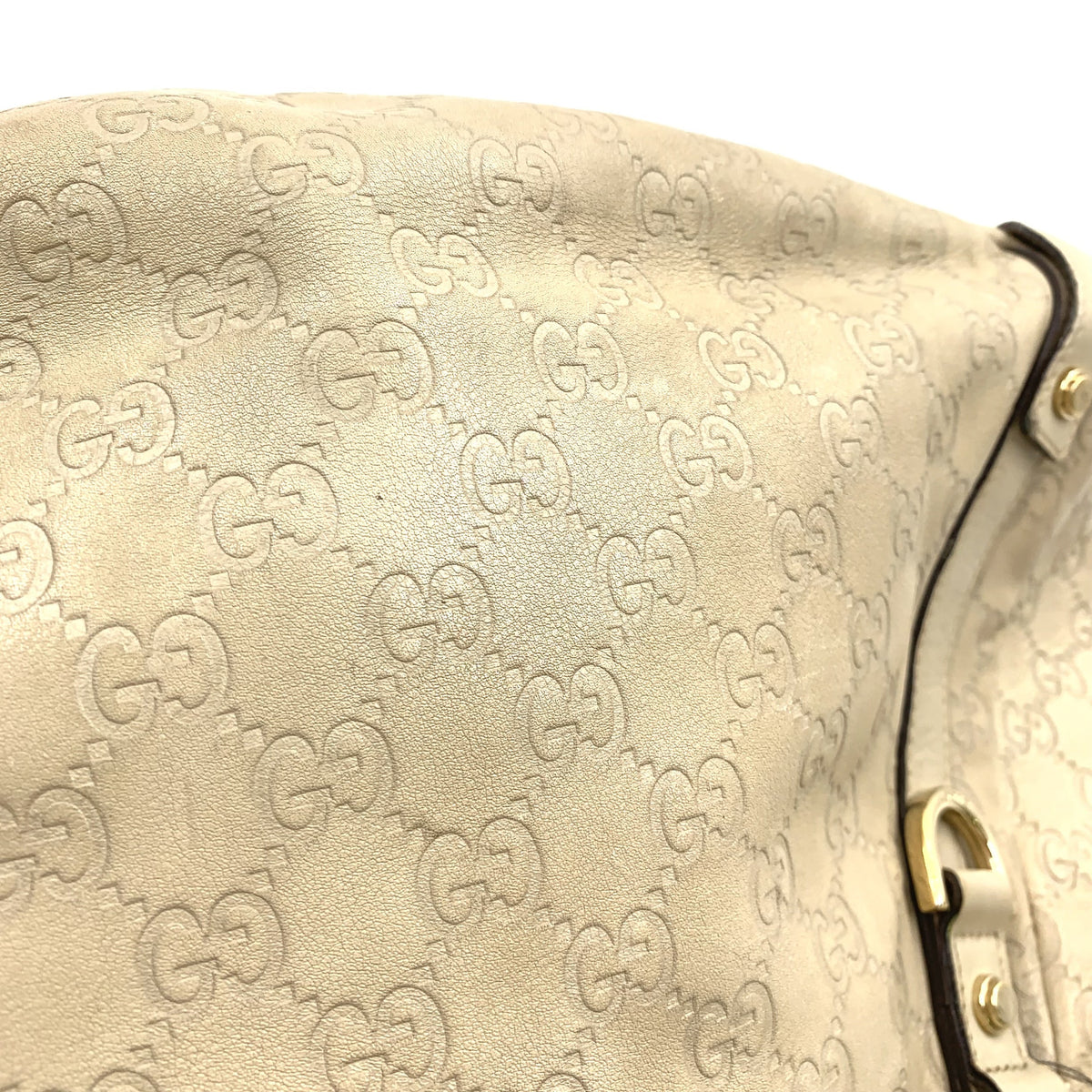 Pre-Owned Abby Handbag ivory Leather Gold 130736 GUCCI