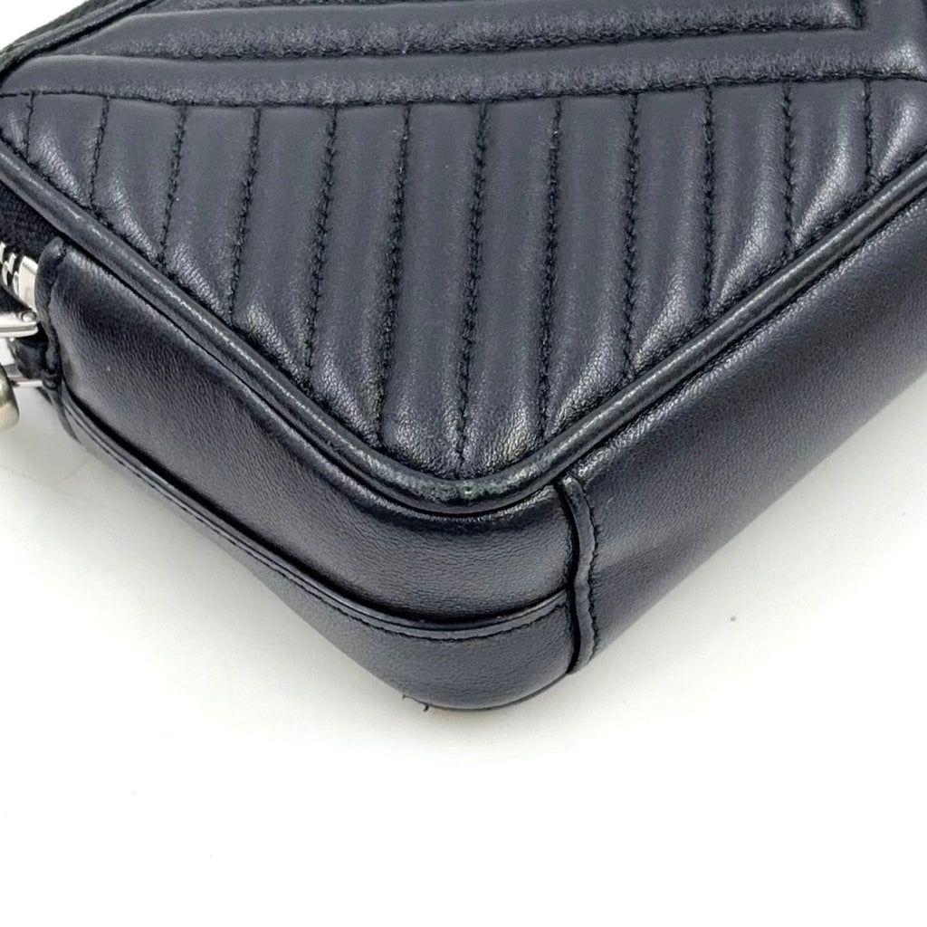 Pre-Owned diagram NAPPA IMPUNTURE chain shoulder bag black Leather Silver 1DH010 PRADA