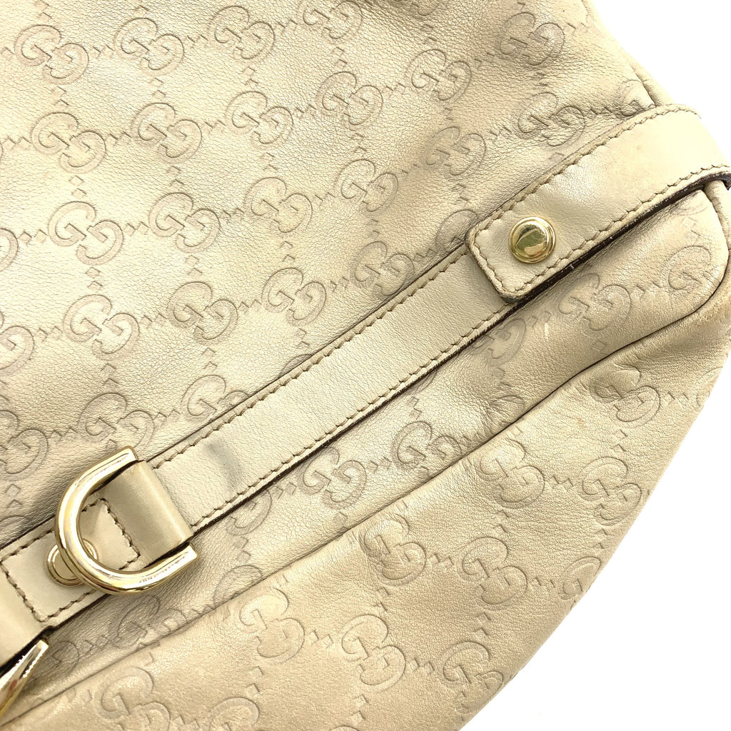 Pre-Owned Abby Handbag ivory Leather Gold 130736 GUCCI