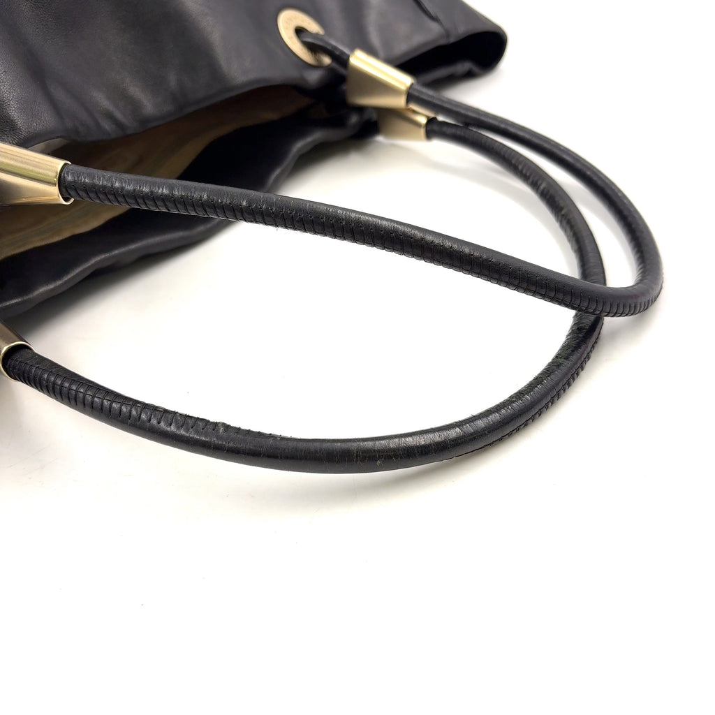 Pre-Owned camellia logo Serial number starting with 7 tote bag black lambskin Gold CHANEL