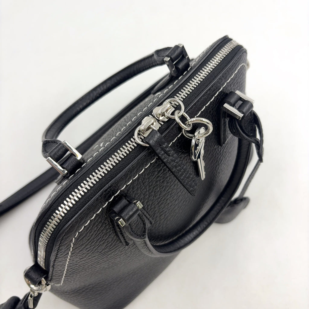 Pre-Owned 5AC Classic mini 2-Way Handbag black Calfskin Silver Maison Margiela