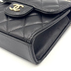 Pre-Owned matelasse top handle Serial number starting with 31 chain shoulder bag black lambskin Gold AP2682 CHANEL