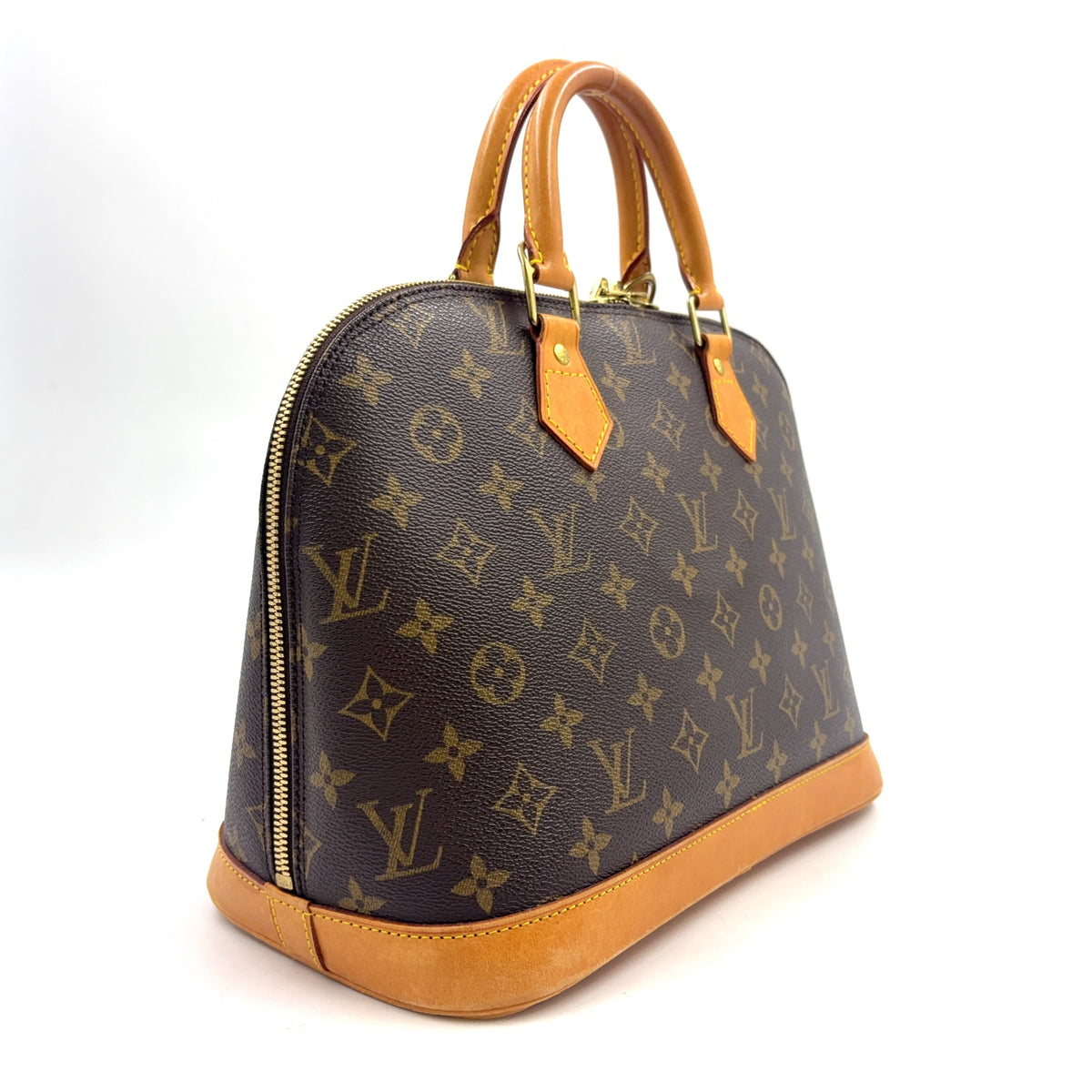 Pre-Owned Alma PM monogram Handbag Brown light brown Leather PVC M51130 LOUIS VUITTON
