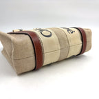 Pre-Owned Chloe Woody small tote Handbag Brown beige Leather Canvas Chloe