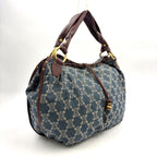 Pre-Owned bitter sweet Handbag Brown blue Leather Denim Gold CELINE