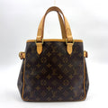 Pre-Owned Batignolles monogram Handbag Brown Leather PVC Gold M51156 LOUIS VUITTON