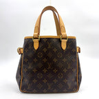 Pre-Owned Batignolles monogram Handbag Brown Leather PVC Gold M51156 LOUIS VUITTON